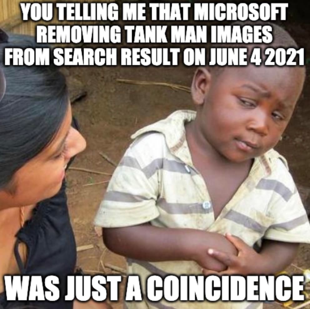 Microsoft Removes Tank Man Meme