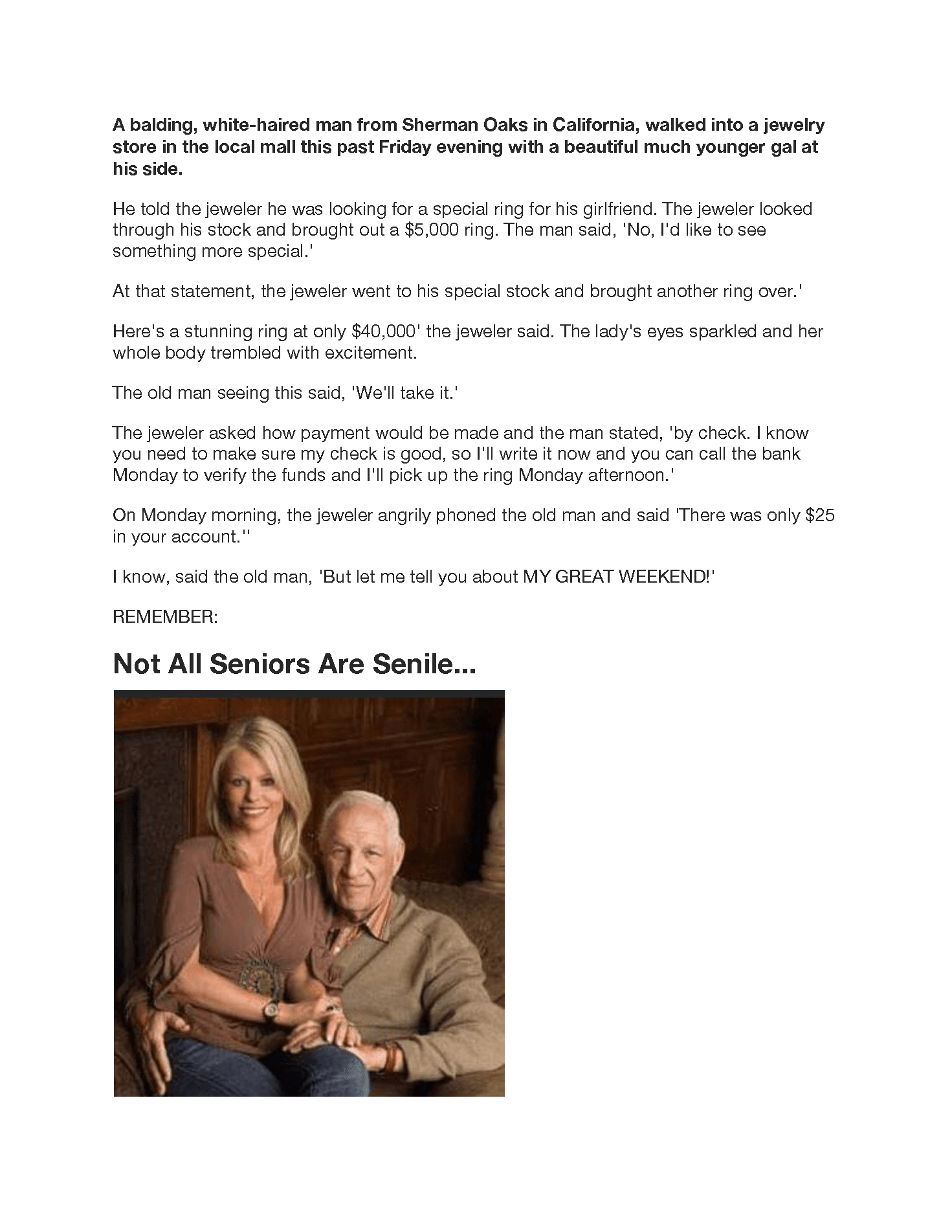 Seriously Funny Joke About A Not So Senile Old Man