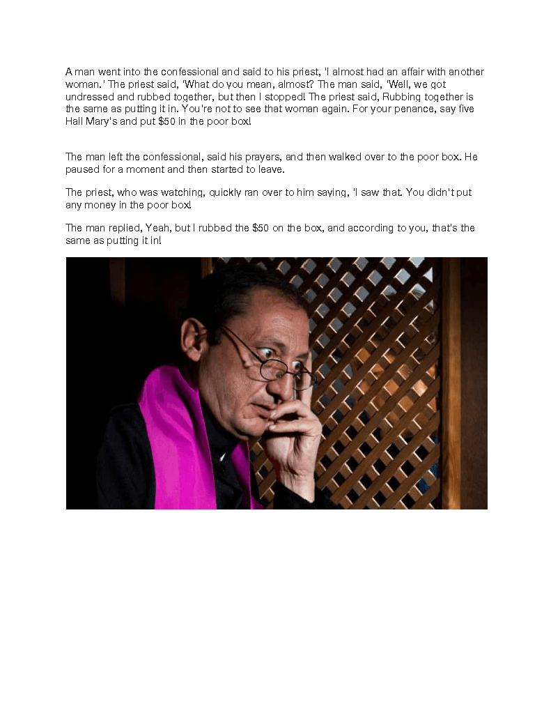 Seriously Funny Joke About A Confession