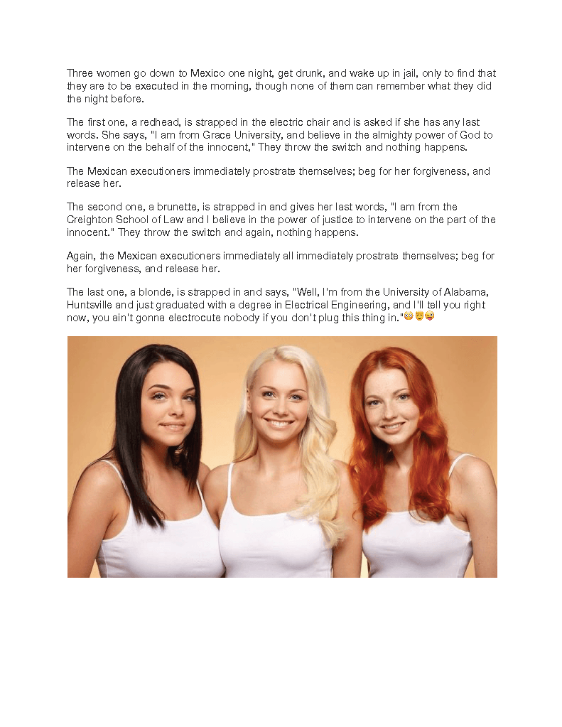 Seriously Funny Joke About 3 Girls Girls Getting Drunk In Mexico