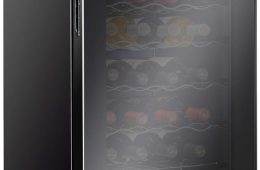 Ivation 28 Bottle Compressor Wine Cooler Refrigerator W/Lock | Large Freestanding Wine Cellar For Red, White, Champagne Or Sparkling Wine | 41F64F Digital Temperature Control Fridge Glass Door Black