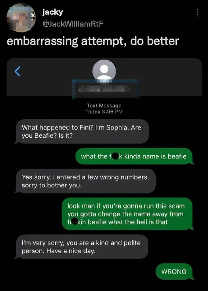 675309C37E307 Scam Text Responses
