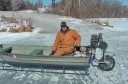 Saw Blade Powered John Boat Ice Sled Thing Featured