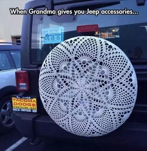 When Grandma Gets You Jeep Accessories. Knitted Spare Tire Cover