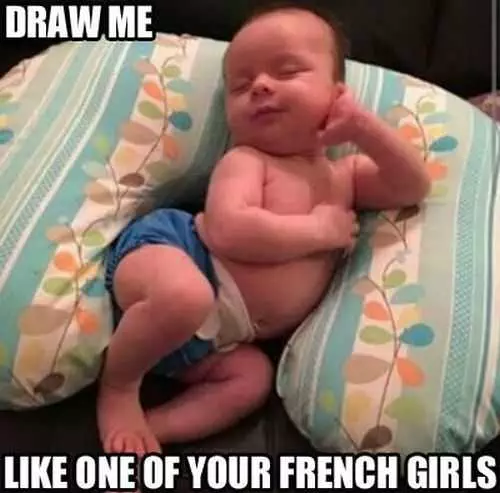 Draw Me Like One Of Your French Girls. Funny Baby Posing For A Painting