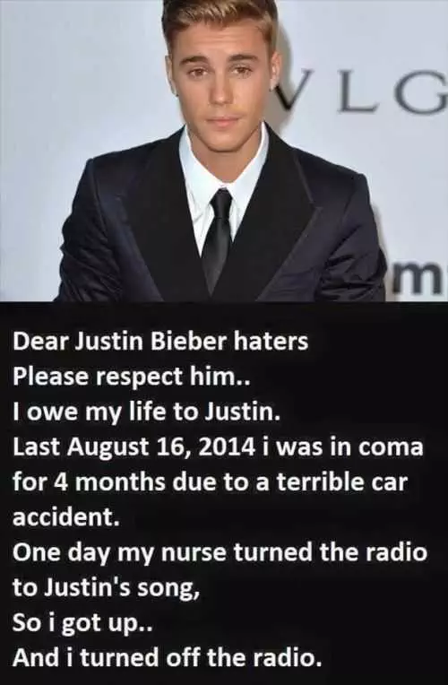 Justin Bieber Woke Me Up From A Coma