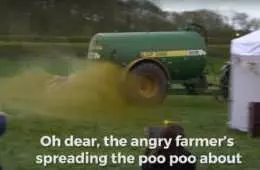 Farmer Sprays Poop All Over Protesters Who Were Trespassing On His Land.  Emma Thompson Was One Of The Protesters. Featured