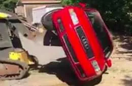 This Dad Caught His Daughter With A Dude In The Car  So He Destroys The Audi A4 With His Little Dozer Featured