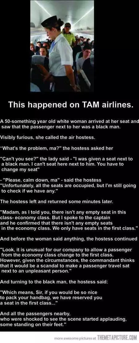 A Funny Joke About Racist Old Woman Was Treated On Tam Airlines.