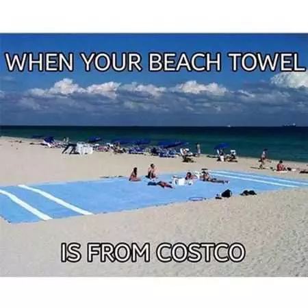 A Funny Picture Showing A Gigantic Towel Captioned When Your Beach Towel Is From Costco