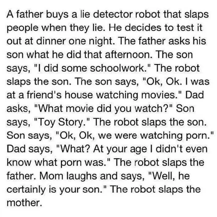 12 Funny Jokes And Short Stories  Lie Detecting Robot