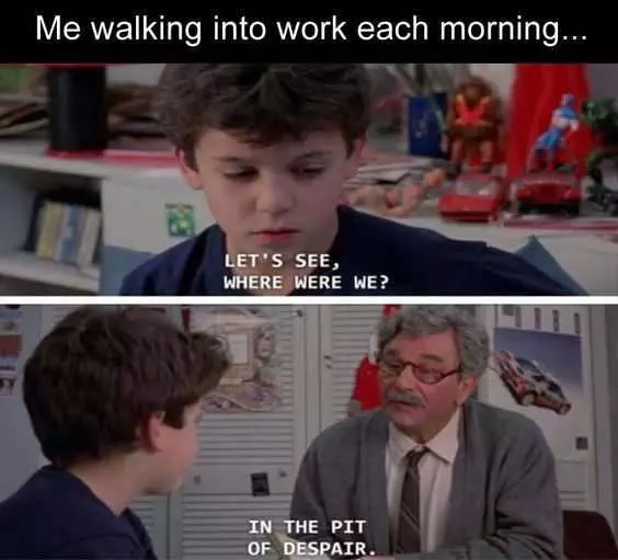Wonder Years Meme Parodying Me Walking Into Work Each Morning