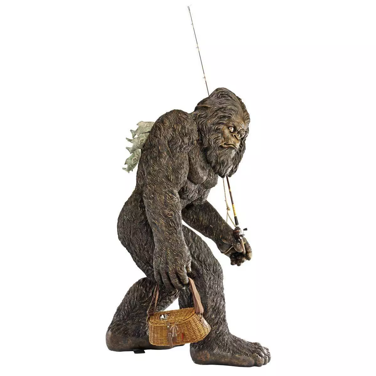 Bigfoot Statue Holding A Fishing Kit