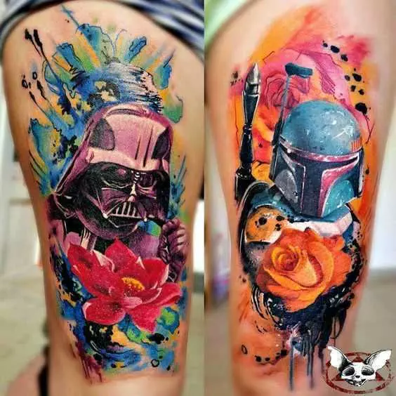 Best Star Wars Tattoos  Bounty Hunter Vs Darth Vader