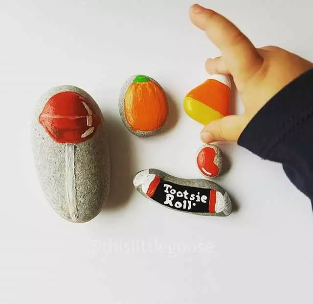 Fall Rock Painting Ideas  Pumpkin Tootsie Roll Jelly Bean Lollipop