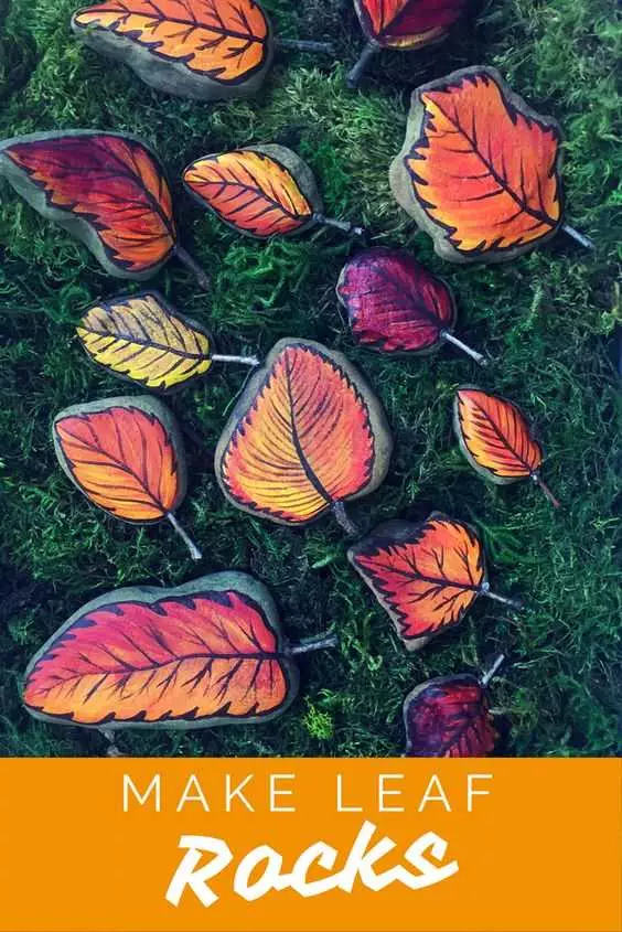 Fall Rock Painting Ideas  Autumn Leaves