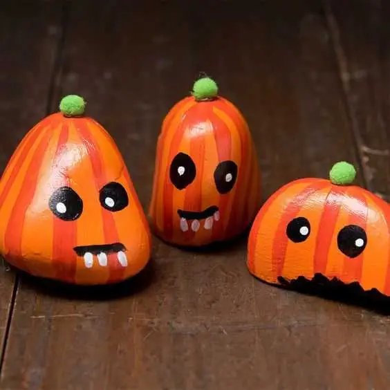 Halloween Rock Painting Ideas  3 Jack O Lanterns