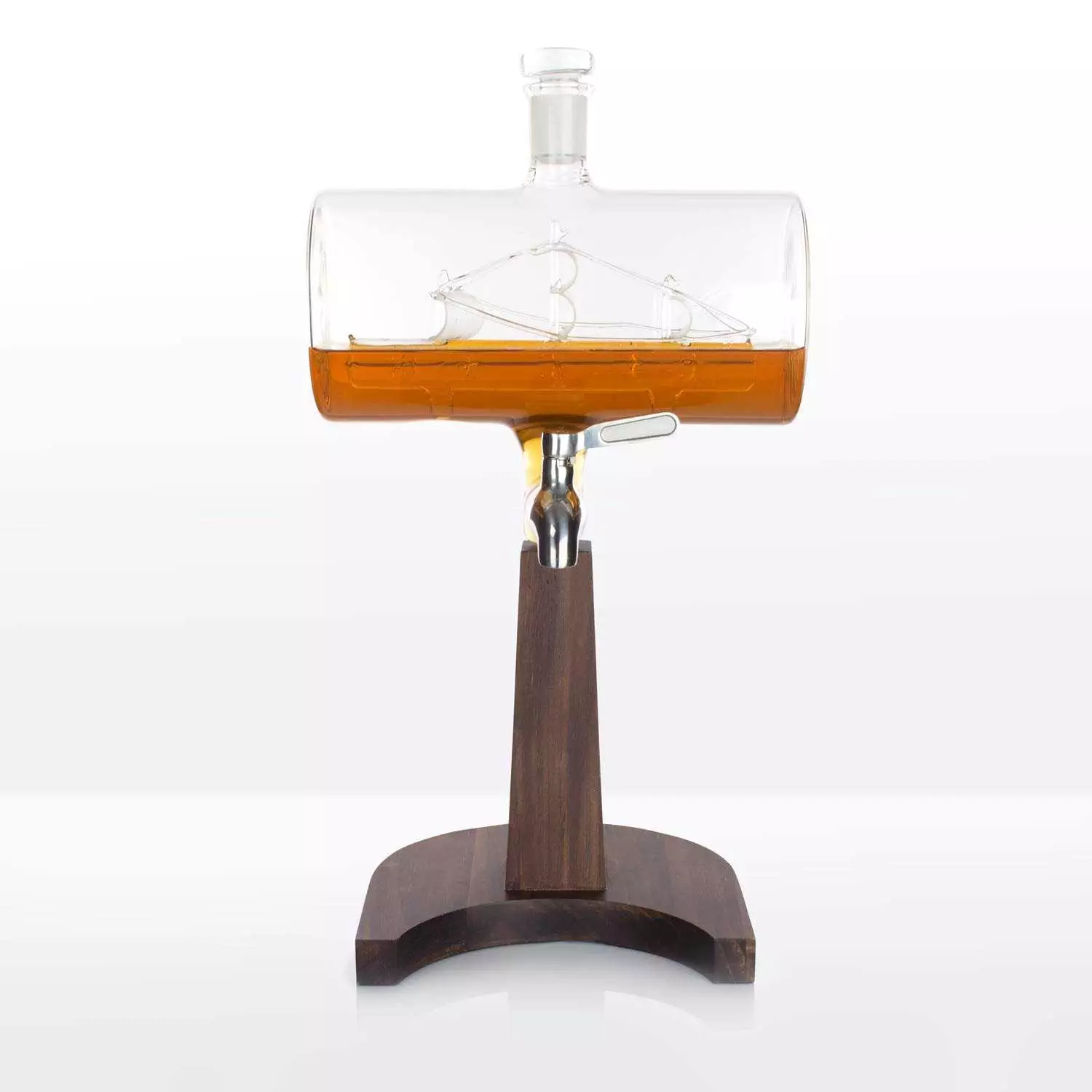 Ship Whiskey Decanter With Wooden Stand
