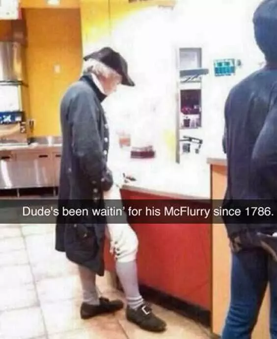 Funny Images Founding Father Waiting For Mcflurry