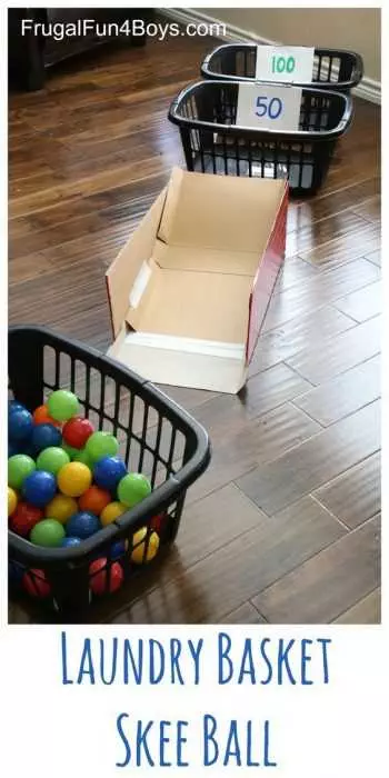 Indoor Snow Day Activities For Adults  Laundry Basket Skeeball