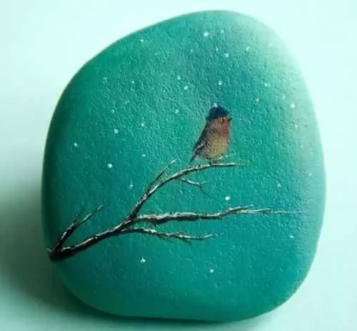 Painted Rock Idea Easy Bird On Twig