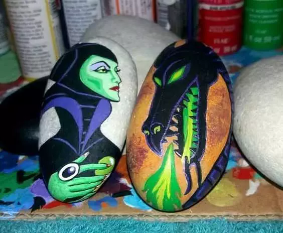 Painted Rock Ideas Easy  Maleficent