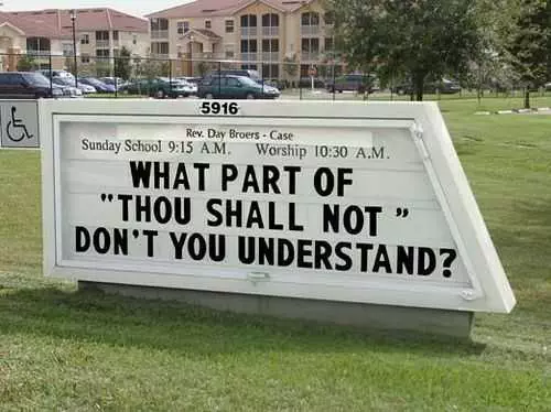 Funny Church Signs  Thou Shall Not