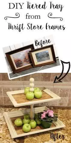 Upcycling Projects  Picture Frame Tiered Tray