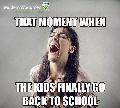 Meme Featuring A Mom Laughing Hysterically Captioned That Moment When The Kids Finally Go Back To School