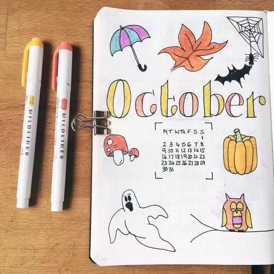 October Bullet Journal Condensed Month