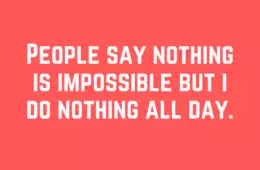 People Say Nothing Is Impossible But I Do Nothing All Day.