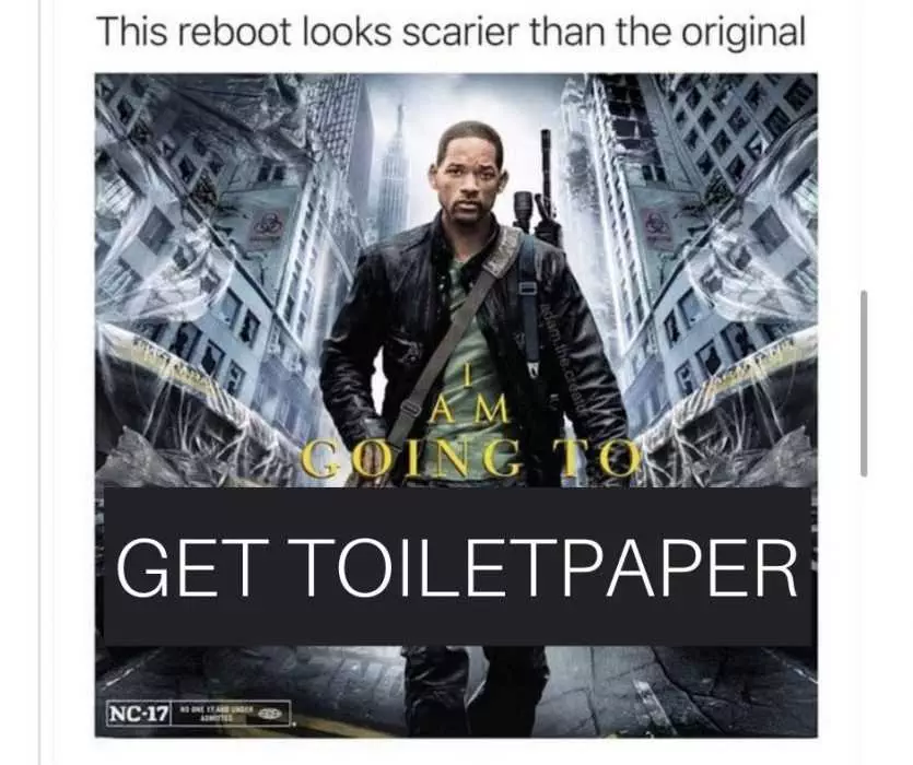 Buying-Toilet-Paper Funny Coronavirus Picture Meme Featuring Will Smith Carrying An Assault Rifle To Go Get Toilet Paper
