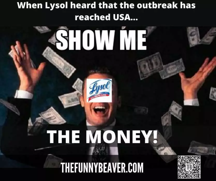 Funny Making Money From Crisis Memes  Lysol Showing Money