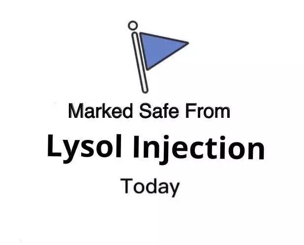 Lysol Memes Bleach Memes And Disinfectant Memes  Meme Of A Marked Safe From Lysol Injection Today