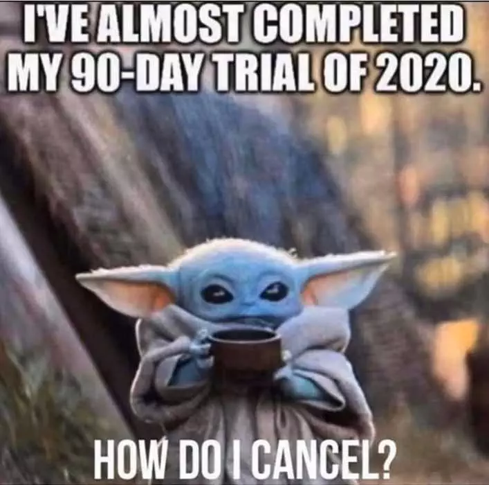 2020 Memes  2020 Meme Depicting Baby Yoda Wanting To Cancel On 90 Day Trial Of 2020