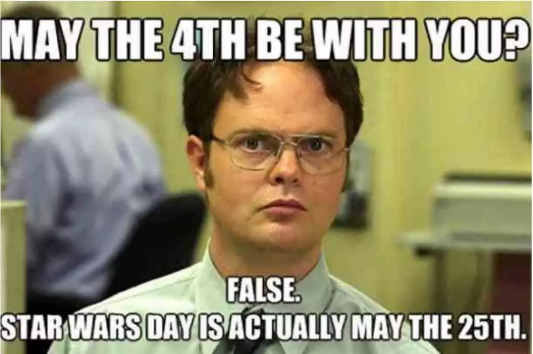 Star Wars Day Memes  May The 4Th Be With You Memes  Meme Correcting Actual Day Of Star Wars Birth