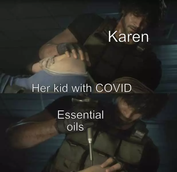 Karen-Covid19-Oils Karen Coronavirus Memes Karen Injects Kids With Essential Oils To Cure Covid
