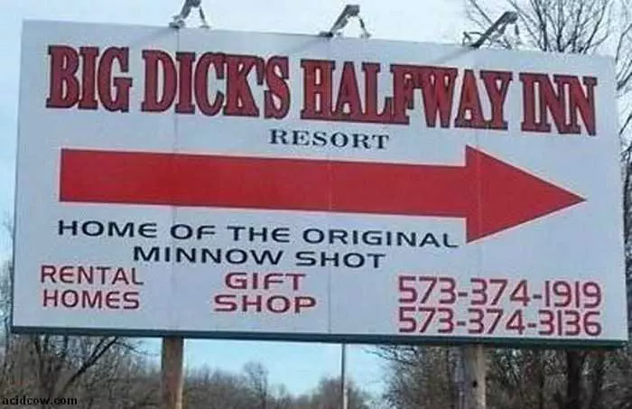 Hotel Sign Fail  Big Dick'S Halfway Inn Resort