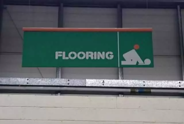 Flooring Sign Fail  Stick Men Doing ? On The Floor
