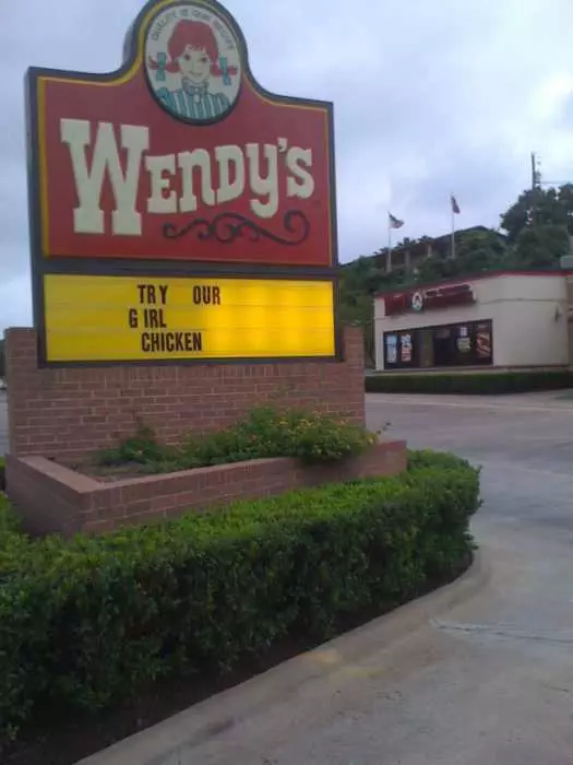 Wendy'S Sign Fail  Try Our Girl Chicken