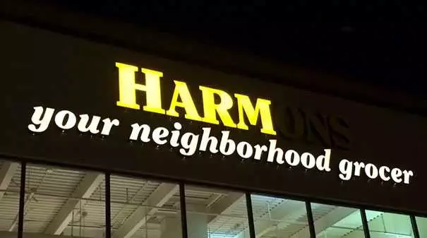 Harmons Supermarket Sign Fail  Harm Your Neighborhood Grocer