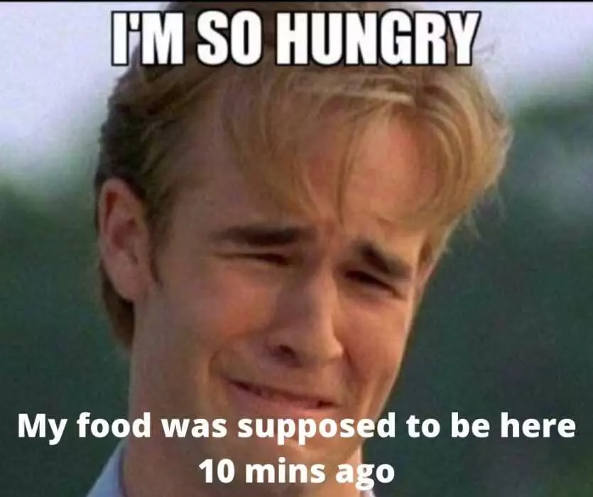 Meme Of Dawson Crying Cos He'S So Hungry Waiting For Late Food Delivery