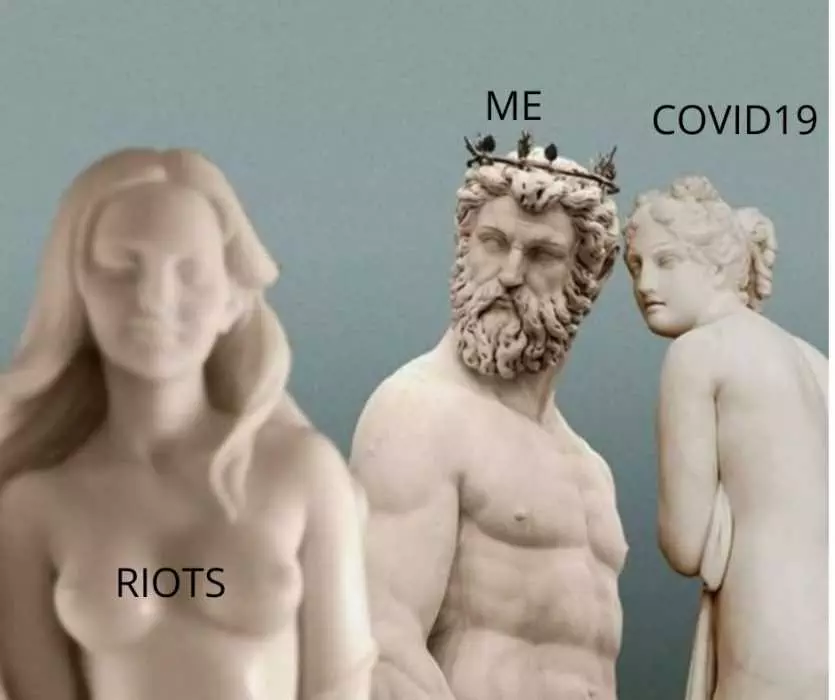 Meme Featuring Riots Taking Attention Away From Covid 19