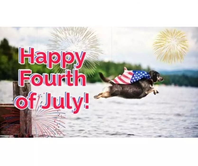 Happy 4Th Of July Meme Featuring A Dog In A Stars And Stripes Cape