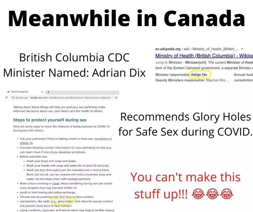 Meanwhile-In-Canada Glory Hole Meme Where British Columbia Health Minister Named Adrian Dix Recommends Glory Holes For Safe Sex