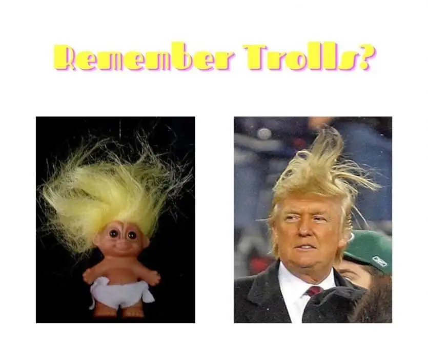 Remember-Trolls Trumps Hairstyle Looks Funnily Like Troll Doll's Hair