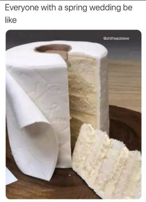 Covid-Wedding-Memes-Toilet-Paper-Cake Toilet Paper Shaped Wedding Cake Meme
