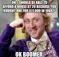 Ok Boomer Meme Making Fun Of Old People Saying Young People Should Be Able To Afford A Home