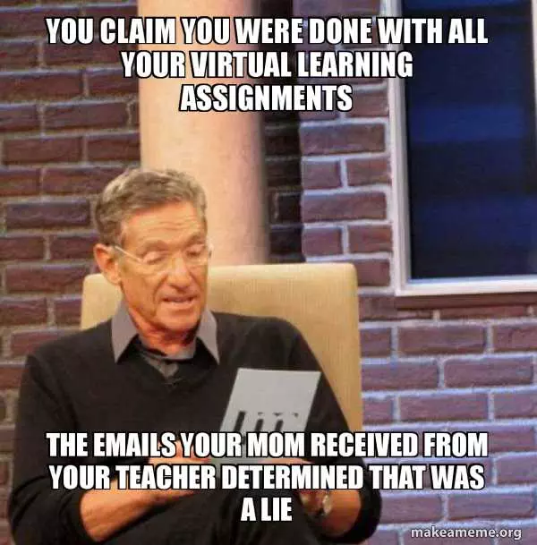 Funny Back To School Meme  Virtual Learning Assignments