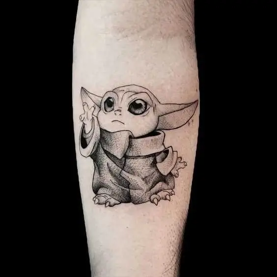 Best Star Wars Tattoos Ideas  Baby Yoda Black White